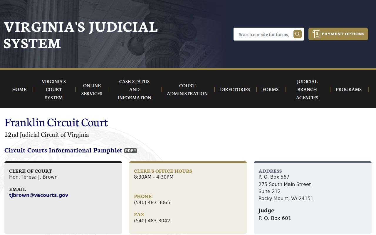 Franklin County Circuit Court criminal case information