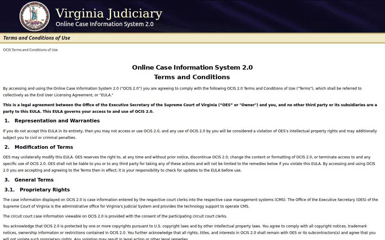 Virginia OCIS search for Franklin County criminal court cases