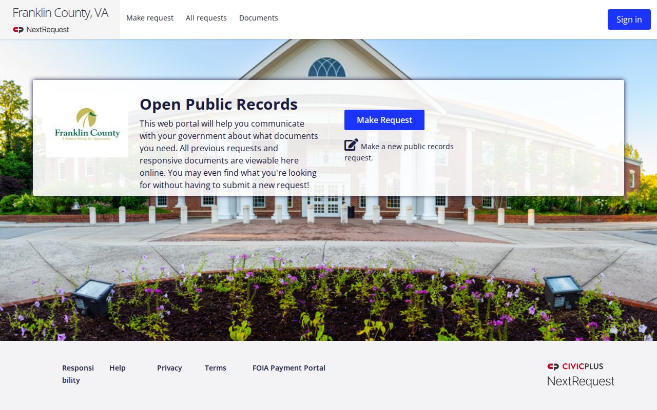 Franklin County NextRequest public records portal